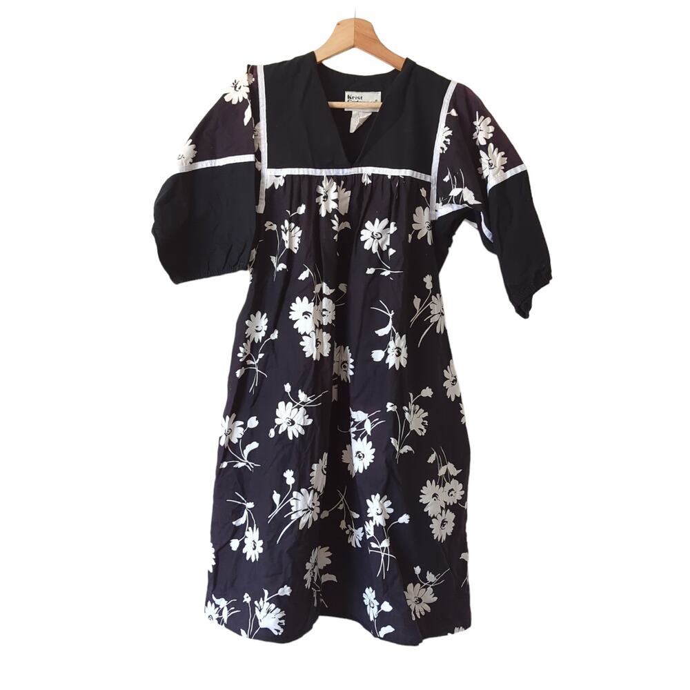 Krist‎ Gudnason Kaftan Floral Smock Dress Mumu XS Oversize California Vintage